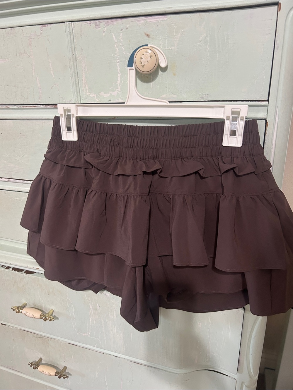 aerie Brown Ruffled Layered Skort Shorts